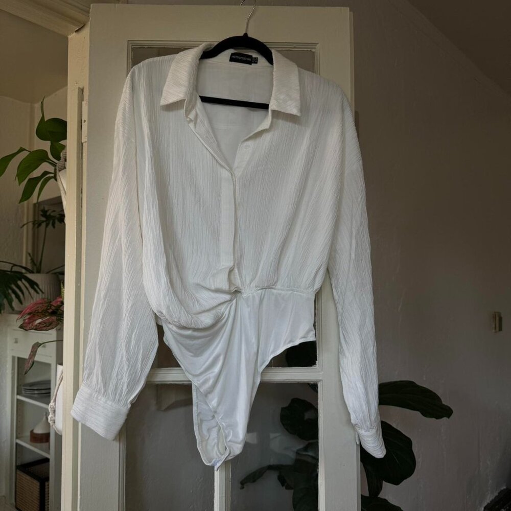 White textured bodysuit